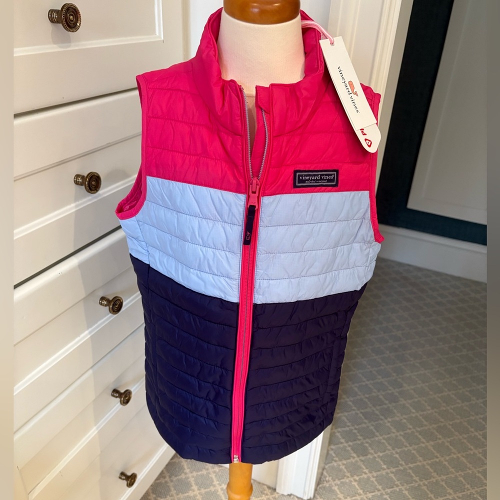 Vineyard Vines Pink and Blue Quilted Vest Size S
